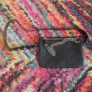 Micheal Korean MK Fanny Pack With Pull Chain, Black/Grey